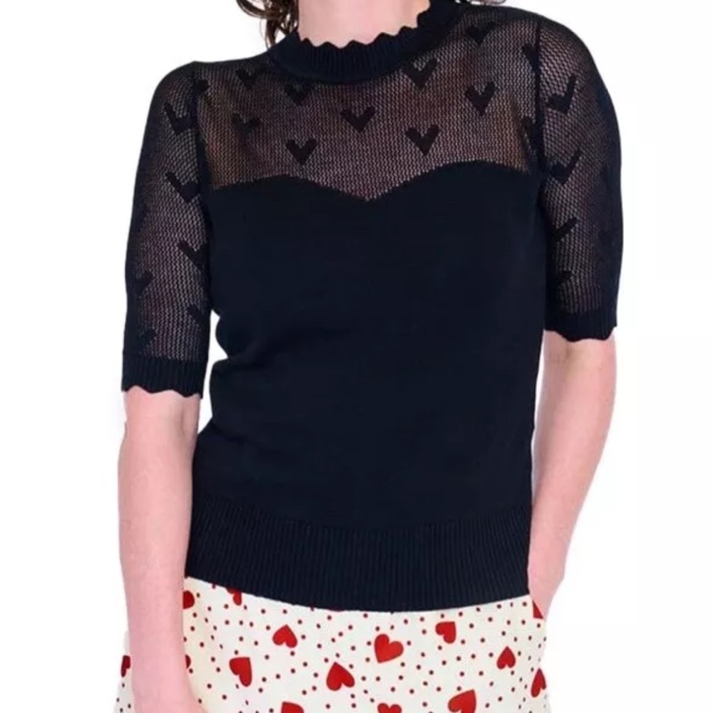 NWOT Voodoo Vixen Heart Mesh Sweater